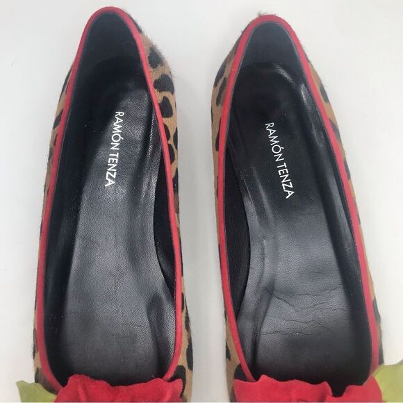Ramon Tenza Leopard Print Flats with Red Floral Accent - Picture 8 of 16